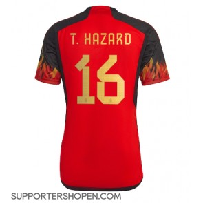 Belgien Thorgan Hazard #16 Hemma Matchtröja VM 2022 Kortärmad